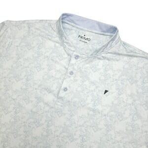 Primo Shirt Mens 2XL White Gray Pattern Performance Golf Blade Collar Athletic